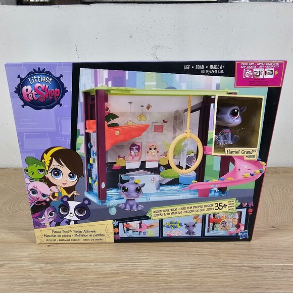 Hasbro Littlest Pet Shop Pawza Pool Style Set #3835 Harriet Grand Hippo NEW LPS - Picture 2 of 8